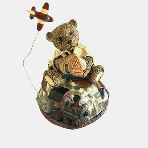 Vtg Figi Graphics Teddy and Toys Musical Turn Figurine Baseball Train Airplane